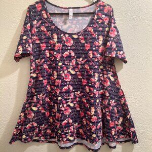 LuLaRoe Women's Blue Floral Blouse Size‎ M